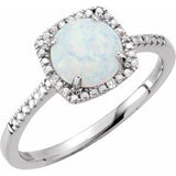 Sterling Silver Created White Opal & .01 CTW Diamond Ring Size 8 - Siddiqui Jewelers