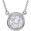 Sterling Silver 8 mm Round Cubic Zirconia Solitaire 18" Necklace - Siddiqui Jewelers