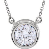 Sterling Silver 8 mm Round Cubic Zirconia Solitaire 18" Necklace - Siddiqui Jewelers