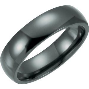 Black Titanium 6 mm Domed Polished Band Size 8-Siddiqui Jewelers
