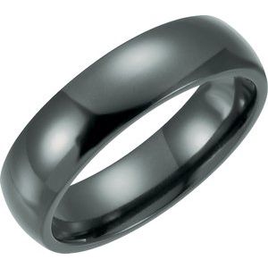 Black Titanium 6 mm Domed Polished Band Size 5 - Siddiqui Jewelers