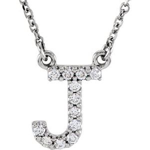 14K White 1/10 CTW Natural Diamond Initial J 16" Necklace Siddiqui Jewelers