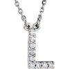 14K White .08 CTW Natural Diamond Initial L 16" Necklace Siddiqui Jewelers