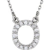 14K White 1/6 CTW Natural Diamond Initial O 16" Necklace Siddiqui Jewelers