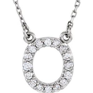 14K White 1/6 CTW Natural Diamond Initial O 16" Necklace Siddiqui Jewelers