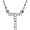 14K White 1/10 CTW Natural Diamond Initial T 16" Necklace Siddiqui Jewelers