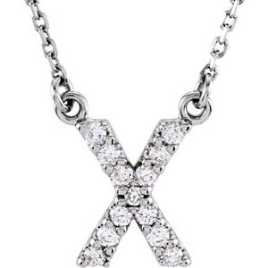 14K White 1/8 CTW Natural Diamond Initial X 16" Necklace Siddiqui Jewelers