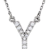 14K White .08 CTW Natural Diamond Initial Y 16" Necklace Siddiqui Jewelers