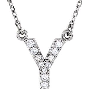 14K White .08 CTW Natural Diamond Initial Y 16" Necklace Siddiqui Jewelers