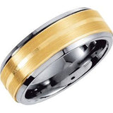 Tungsten & 10K Yellow Inlay 8 mm Satin Finish Band Size 10 - Siddiqui Jewelers