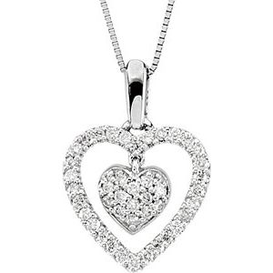 14K White 1/4 CTW Diamond Heart 18" Necklace - Siddiqui Jewelers