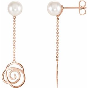 14K Rose Freshwater Cultured Pearl Earrings - Siddiqui Jewelers
