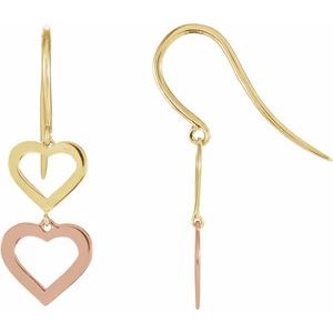 14K Yellow & Rose Heart Design Earrings - Siddiqui Jewelers