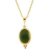 14K Yellow 14X10 mm Oval Cabochon Nephrite Jade 18" Necklace - Siddiqui Jewelers