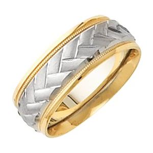 14K White/Yellow 7 mm Design Band with Milgrain Size 11.5 - Siddiqui Jewelers