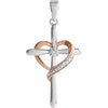Sterling Silver 31x15.7 mm Diamond Heart Cross Pendant-Siddiqui Jewelers