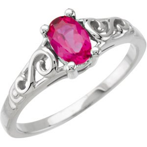 14KW July Imitation Birthstone Ring - Siddiqui Jewelers