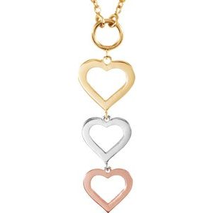 14K Tri-Color Heart 18" Necklace - Siddiqui Jewelers