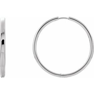 14K White 29 mm Hinged Hoop Earrings - Siddiqui Jewelers