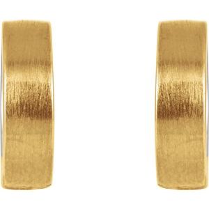 14K Yellow & White 14.5 mm Hinged Earrings with Brush Finish - Siddiqui Jewelers