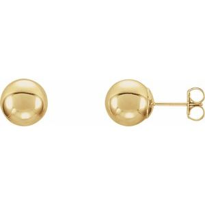 14K Yellow 8 mm Ball Earrings Siddiqui Jewelers