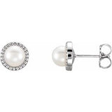 14K White 5.5-6 mm Freshwater Cultured Pearl Earrings - Siddiqui Jewelers