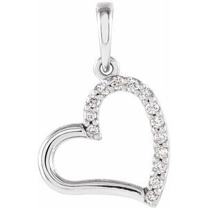 14K White .06 CTW Diamond Heart Pendant - Siddiqui Jewelers