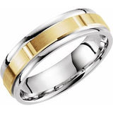 14K White/Yellow 6 mm Grooved Band with Satin Finish Size 7 - Siddiqui Jewelers