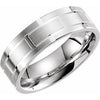 14K White 7 mm Grooved Band Size 10 - Siddiqui Jewelers