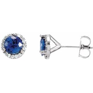 14K X1 White Blue Sapphire & 1/6 CTW Diamond Earrings - Siddiqui Jewelers