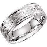 14K White 7 mm Celtic-Inspired Grooved Band Size 12 - Siddiqui Jewelers