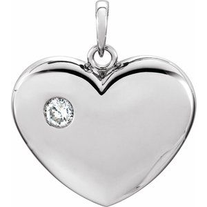 14K White 1/6 CT Diamond 22.5x19.5 mm Heart Pendant - Siddiqui Jewelers
