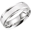 14K White 8 mm Grooved Band with Satin Finish  Size 9 - Siddiqui Jewelers