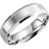 14K White 6 mm Beveled-Edge Band with Milgrain Size 9 - Siddiqui Jewelers
