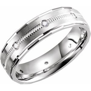 14K White 1/6 CTW Diamond Design Edge Band Size 9.5 - Siddiqui Jewelers