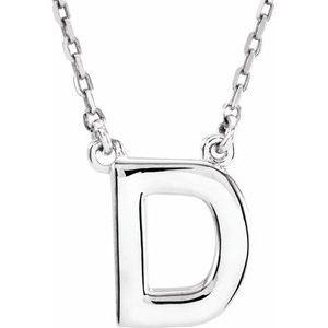 Sterling Silver Block Initial D 16" Necklace Siddiqui Jewelers