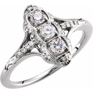 14K White 1/3 CTW Diamond 3-Stone Ring - Siddiqui Jewelers