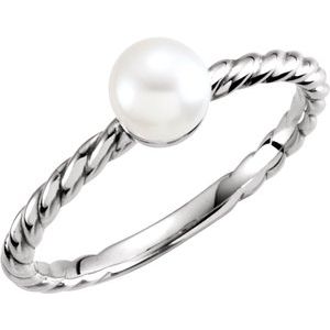 14K White 5.5-6.0 mm Cultured Freshwater Pearl Ring - Siddiqui Jewelers