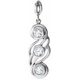14K White 1/2 CTW Diamond Bezel-Set Three-Stone Pendant - Siddiqui Jewelers