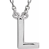 Sterling Silver Block Initial L 16" Necklace Siddiqui Jewelers