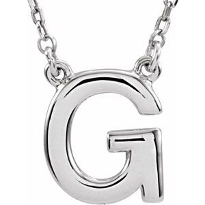 14K White Block Initial G 16" Necklace Siddiqui Jewelers