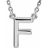 Sterling Silver Block Initial F 16" Necklace Siddiqui Jewelers
