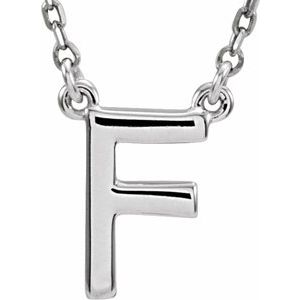 Sterling Silver Block Initial F 16" Necklace Siddiqui Jewelers