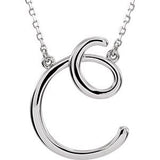 14K White Script Initial C 16" Necklace-Siddiqui Jewelers