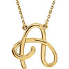 14K Yellow Script Initial A 16" Necklace-Siddiqui Jewelers