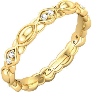 14K Yellow 1/8 CTW Diamond Sculptural-Inspired Eternity Band Size 5.5 - Siddiqui Jewelers