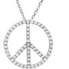 14K White 1/3 CTW Diamond Tiny Peace Sign 16" Necklace - Siddiqui Jewelers