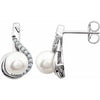 14K White 7-7.5 mm Freshwater Pearl & 1/5 CTW Diamond Earrings - Siddiqui Jewelers