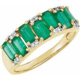 14K Yellow 5 x 3 mm Emerald & .07 CTW Diamond Ring - Siddiqui Jewelers