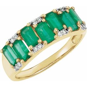 14K Yellow 5 x 3 mm Emerald & .07 CTW Diamond Ring - Siddiqui Jewelers